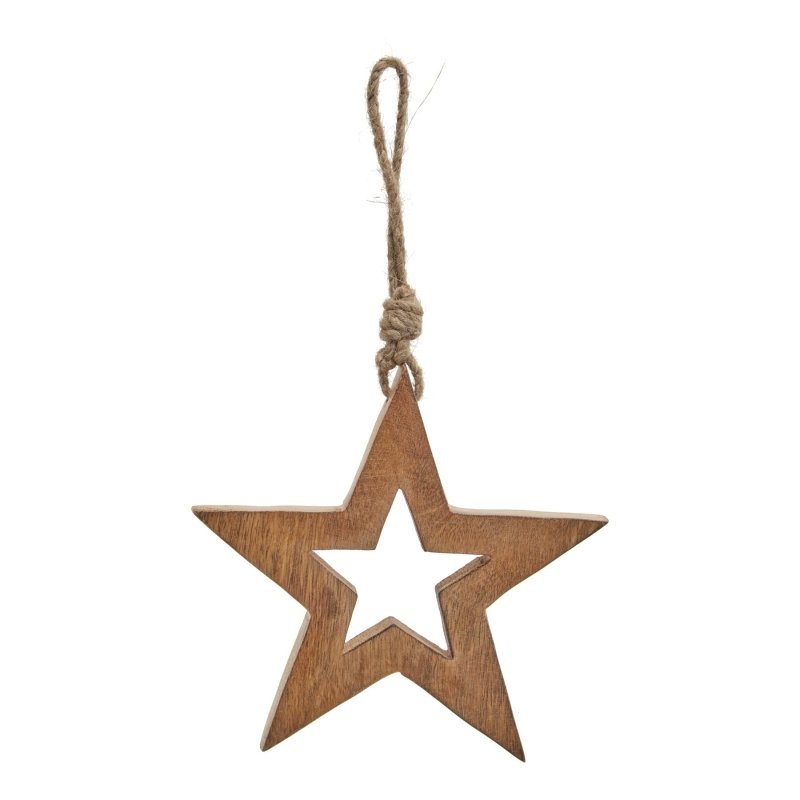 Natural Wooden Hanging Star Christmas Hanging Decoration - Christmas Decor - British D'sire
