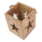 Natural Wooden Large Star Tealight Candle Holder - Candle Holders - British D'sire