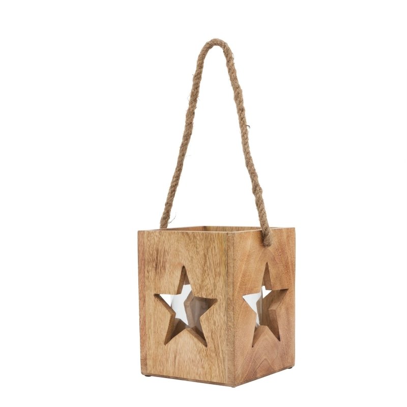 Natural Wooden Large Star Tealight Candle Holder - Candle Holders - British D'sire Main image