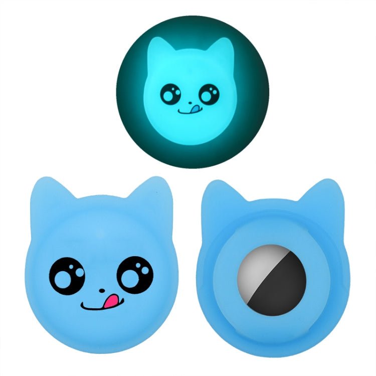 Naughty Smile Cute Cartoon Pet Collar Anti - lost Tracker Silicone Case For AirTag(Fluorescent Blue) - British D'sire