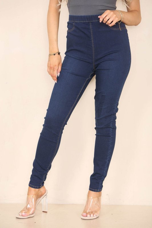 Navy Blue Denim Jeggings - Jeans - British D'sire