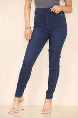 Navy Blue Denim Jeggings - Jeans - British D'sire
