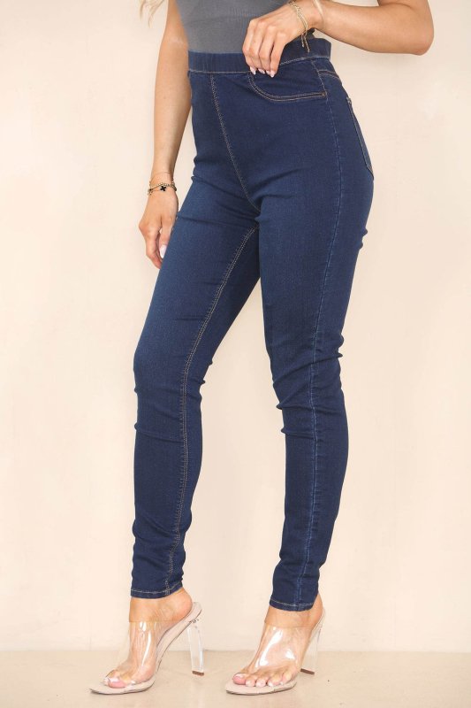 Navy Blue Denim Jeggings - Jeans - British D'sire