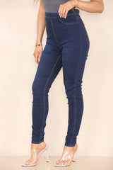 Navy Blue Denim Jeggings - Jeans - British D'sire