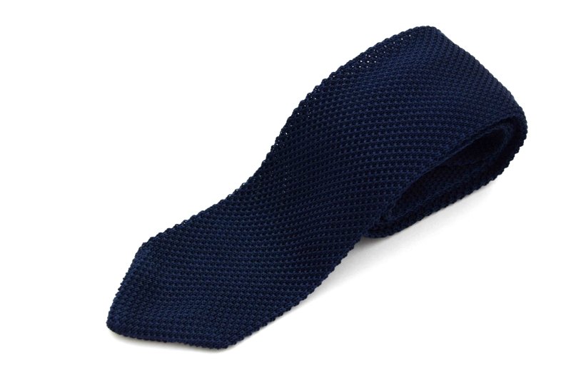 Navy Knitted Silk Tie - All Products - British D'sire