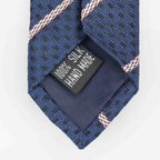 Navy Striped Woven Silk Tie - All Products - British D'sire