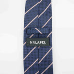 Navy Striped Woven Silk Tie - All Products - British D'sire