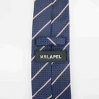 Navy Striped Woven Silk Tie - All Products - British D'sire