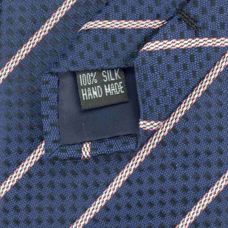 Navy Striped Woven Silk Tie - All Products - British D'sire