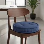 Teddy Fabric Round Booster Cushion Soft Seat Riser Pad for Dining Chair - Navy Blue