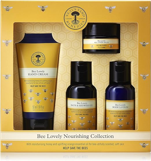Neal's Yard Remedies | Bee Lovely Nourishing Collection | Set of Hand Cream, Shower Gel, Body Lotion & All Over Balm | Gifts for Women | Pack of 4 - British D'sire Main image