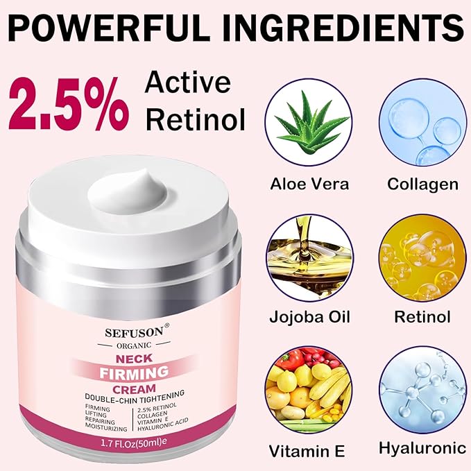 Neck Firming Cream, Neck Cream For Wrinkles & Fine Lines, Moisturizer with Retinol Collagen and Hyaluronic Acid, Crepe Skin Repair Cream - British D'sire