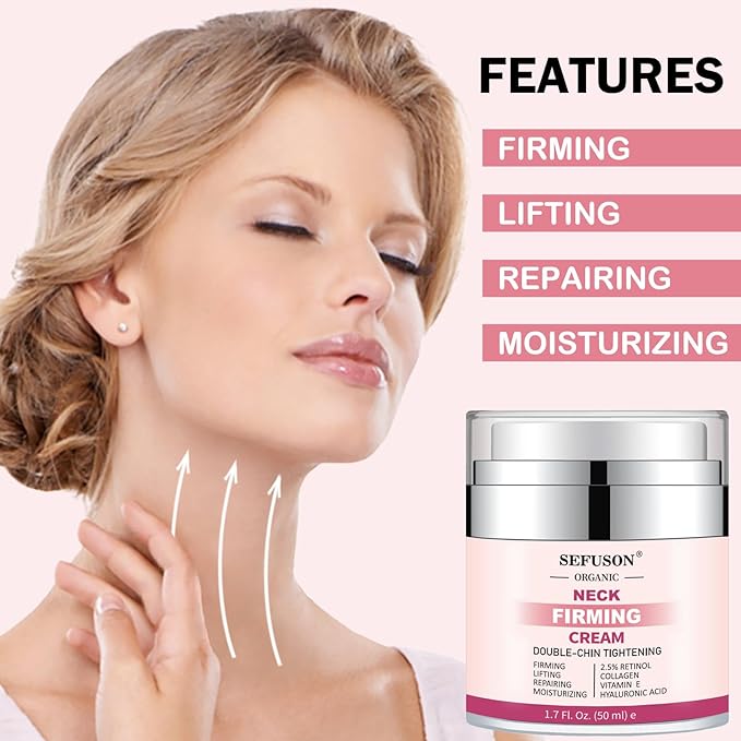 Neck Firming Cream, Neck Cream For Wrinkles & Fine Lines, Moisturizer with Retinol Collagen and Hyaluronic Acid, Crepe Skin Repair Cream - British D'sire