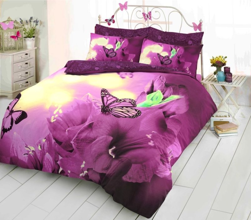 Prime Lines 3D Duvet Set – 4-Piece Microfiber Bedding, Floral/Animal, Single To Super King