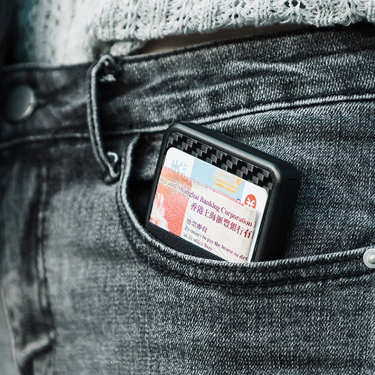 New - Bring Carbon Fiber Metal Card Holder Male Personality Card Holder Anti - Theft RFID Ultra - Thin Small Card Box(Black) - British D'sire