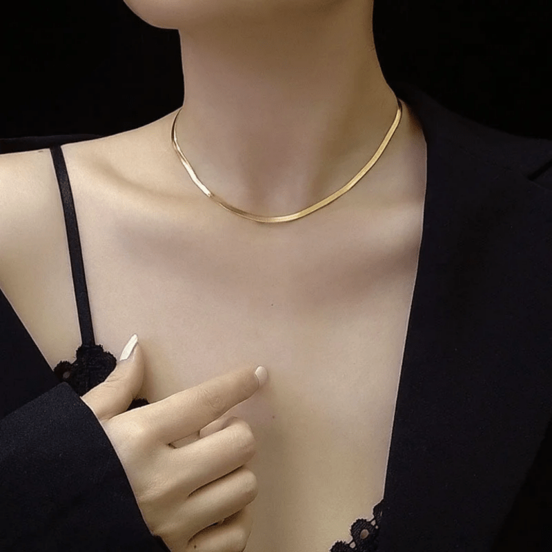 New high quality 100% real solid 925 silver chain necklace flat snake chains in silver snake women's - Necklaces & Pendants - British D'sire