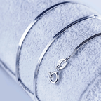 New high quality 100% real solid 925 silver chain necklace flat snake chains in silver snake women's - Necklaces & Pendants - British D'sire