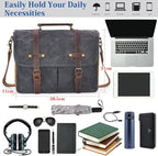 NEWHEY Mens Laptop Shoulder Canvas Messenger Bag Waterproof Computer Briefcase Notebook Vintage Satchel Designer School Work Bags 15.6 Leather - Shoulder Bag - British D'sire