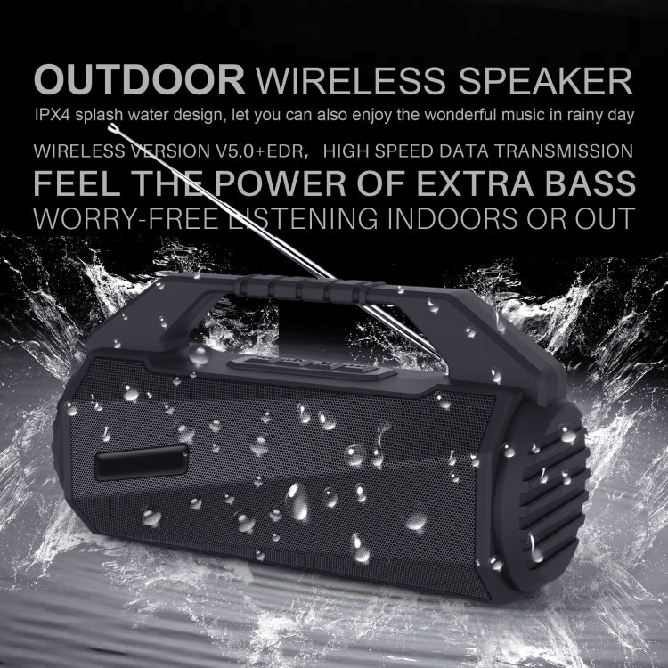 NewRixing NR - 4025FM Outdoor Splash - proof Water Portable Bluetooth Speaker, Support Hands - free Call / TF Card / FM / U Disk(Black) - British D'sire