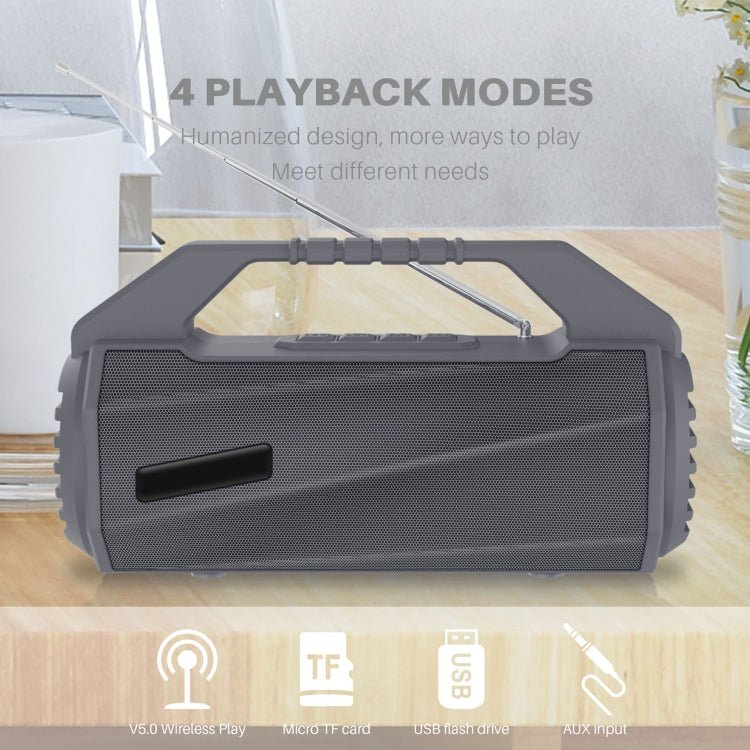 NewRixing NR - 4025FM Outdoor Splash - proof Water Portable Bluetooth Speaker, Support Hands - free Call / TF Card / FM / U Disk(Grey) - British D'sire