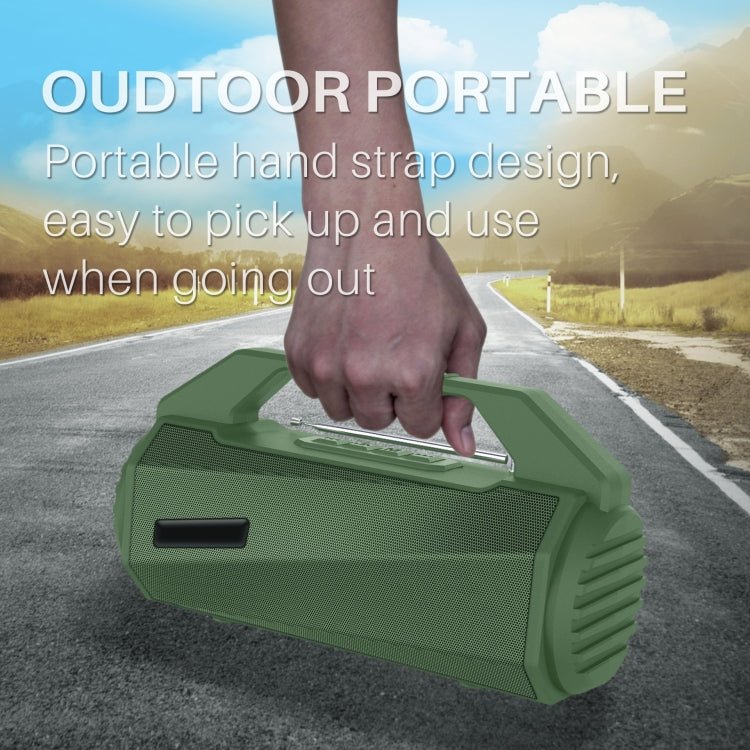 NewRixing NR - 4025FM with Screen Outdoor Splash - proof Water Portable Bluetooth Speaker, Support Hands - free Call / TF Card / FM / U Disk(Green) - British D'sire