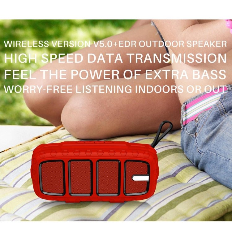 NewRixing NR - 5018 Outdoor Portable Bluetooth Speaker, Support Hands - free Call / TF Card / FM / U Disk(Black+Red) - British D'sire