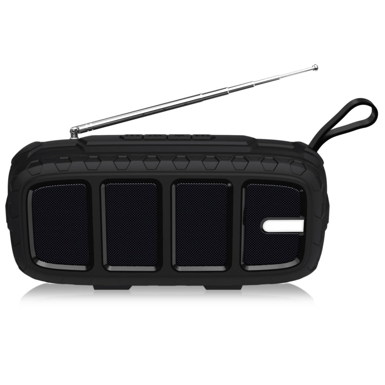 NewRixing NR - 5018FM Outdoor Portable Bluetooth Speaker with Antenna, Support Hands - free Call / TF Card / FM / U Disk(Black) - British D'sire