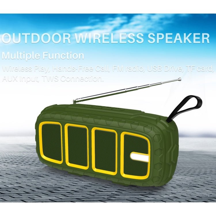 NewRixing NR - 5018FM Outdoor Portable Bluetooth Speaker with Antenna, Support Hands - free Call / TF Card / FM / U Disk(Black) - British D'sire