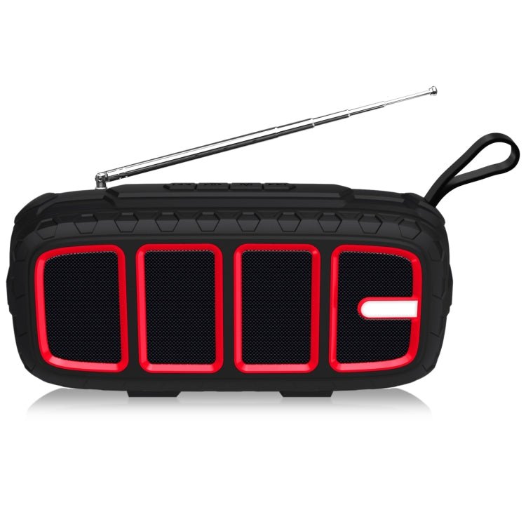 NewRixing NR - 5018FM Outdoor Portable Bluetooth Speaker with Antenna, Support Hands - free Call / TF Card / FM / U Disk(Black+Red) - British D'sire