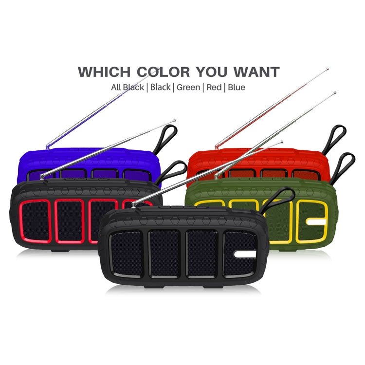 NewRixing NR - 5018FM Outdoor Portable Bluetooth Speaker with Antenna, Support Hands - free Call / TF Card / FM / U Disk(Green+Yellow) - British D'sire