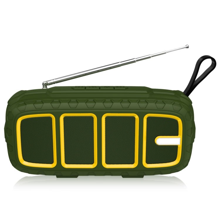 NewRixing NR - 5018FM Outdoor Portable Bluetooth Speaker with Antenna, Support Hands - free Call / TF Card / FM / U Disk(Green+Yellow) - British D'sire