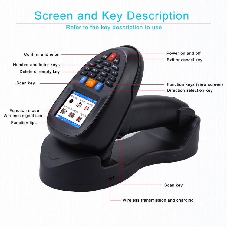 NEWSCAN 1D CCD Red Light Wireless Barcode Reader Scanner Data Collector With 2.2 - Inch LCD Screen - British D'sire