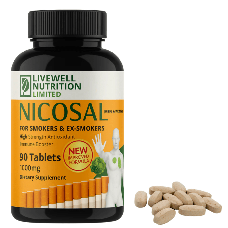 Nicosal Immune boosters for smokers and Non-smokers | 90 tablets nicotine detox smokers aid | Made with herbs and amino acids - Food Supplement, Vitamin - British D'sire Main image
