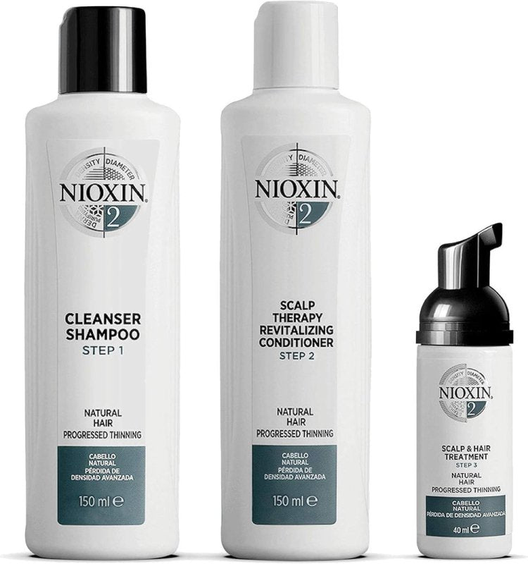 Nioxin 3 - Part System | System 2 | Natural Hair with Progressed Thinning Hair Treatment | Scalp Therapy | Hair Thickening Treatment - Haircare - British D'sire