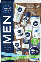 NIVEA MEN Feel Fully Sensitive Skincare Collection Bumper Gift Pack, with Shower Gel, Anti-Perspirant, Face Wash, Shaving Foam, Post Shave Balm and Moisturisers - British D'sire