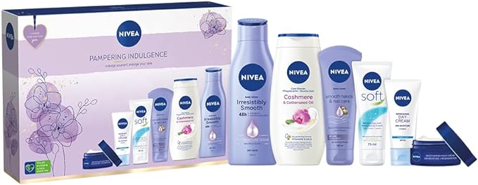 NIVEA Pampering Indulgence Gift Set (6 Pieces), Luxury NIVEA Gift Set Includes Shower Cream, Day and Night Cream, Body Lotion and More, Gifts for Women - British D'sire