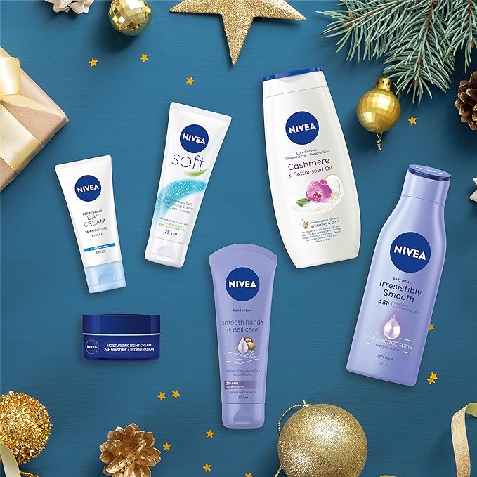 NIVEA Pampering Indulgence Gift Set (6 Pieces), Luxury NIVEA Gift Set Includes Shower Cream, Day and Night Cream, Body Lotion and More, Gifts for Women - British D'sire