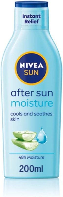 NIVEA SUN After Sun Moisturising Soothing Lotion (200ml), Cooling NIVEA After Sun, Naturally Soothing After Sun Cream with 24 Hour Effectiveness, Aftersun Aloe Vera - British D'sire