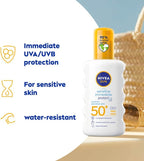NIVEA SUN Protect and Sensitive Sun Spray (200 ml), Sunscreen with SPF50, Suncream for Sensitive Skin with Aloe Vera, Immediately Protects Against Sun Exposure - British D'sire