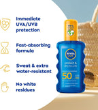 NIVEA SUN Protect & Dry Touch Invisible Sun Spray SPF 50 (200 ml), Water-Resistant Sun Oil, Immediate Protection against UVA & UVB Rays, Transparent/No White Marks - British D'sire
