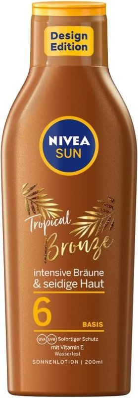 Nivea Sun Tropical Bronze Sun Lotion SPF 6, Sun Protection for Long-Lasting Tan without Self-Tanning, Sun Cream with Carotene Extract and Vitamin E, 200 ml - British D'sire Main image