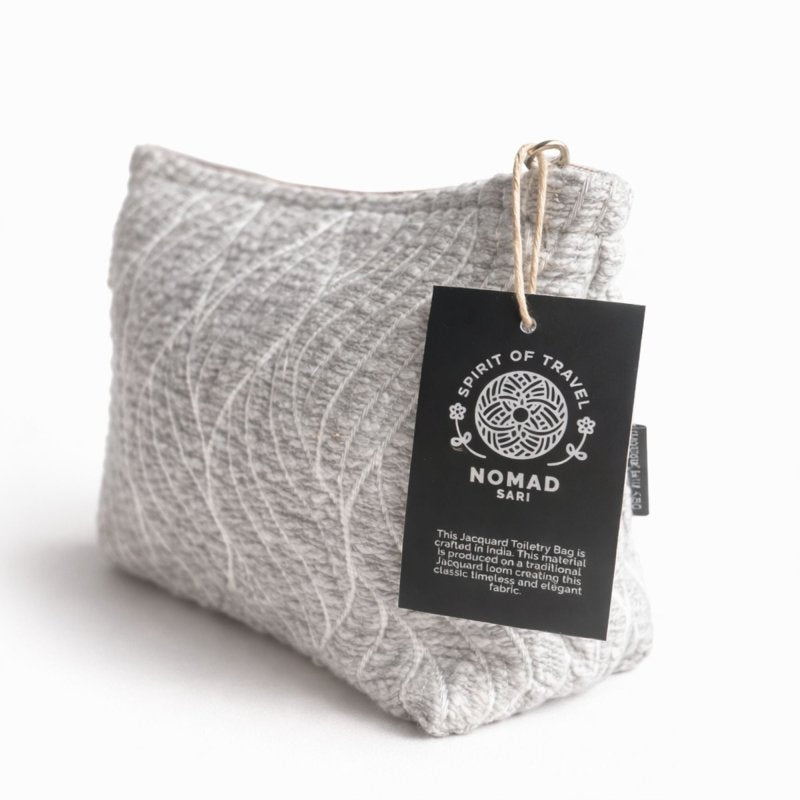 Nomad Sari Indian Jacquard Toiletry Bag - Moonlit Weave - Nomad Sari Indian Jacquard Toiletry Bags - British D'sire