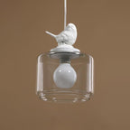 Nordic Modern Hanging Lamp Transparent Birdcage Glass Pendant Light LED E27 Ceiling Light Perfect for Kitchen Dining Room Bedroom (Wram White) - British D'sire