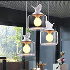 Nordic Modern Hanging Lamp Transparent Birdcage Glass Pendant Light LED E27 Ceiling Light Perfect for Kitchen Dining Room Bedroom (Wram White) - British D'sire