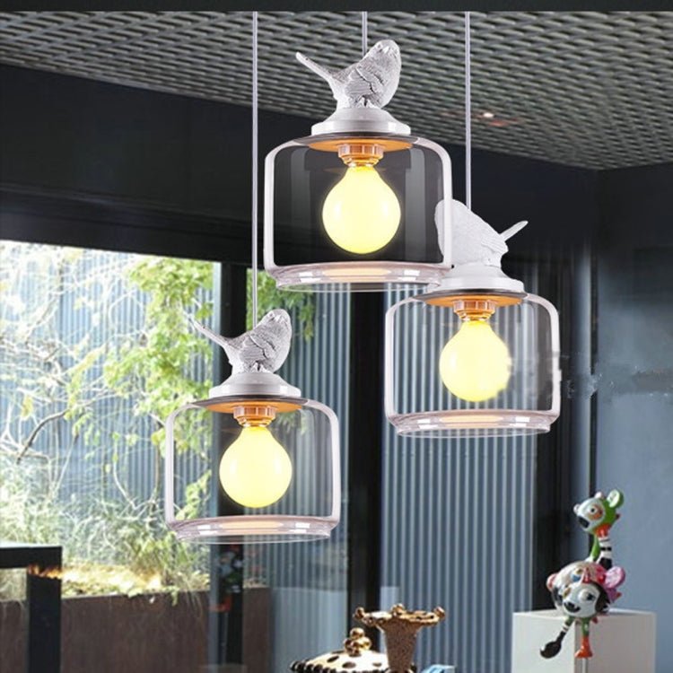 Nordic Modern Hanging Lamp Transparent Birdcage Glass Pendant Light LED E27 Ceiling Light Perfect for Kitchen Dining Room Bedroom (Wram White) - British D'sire