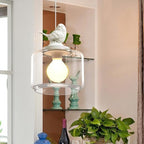 Nordic Modern Hanging Lamp Transparent Birdcage Glass Pendant Light LED E27 Ceiling Light Perfect for Kitchen Dining Room Bedroom (Wram White) - British D'sire