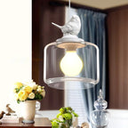 Nordic Modern Hanging Lamp Transparent Birdcage Glass Pendant Light LED E27 Ceiling Light Perfect for Kitchen Dining Room Bedroom (Wram White) - British D'sire