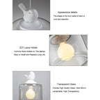 Nordic Modern Hanging Lamp Transparent Birdcage Glass Pendant Light LED E27 Ceiling Light Perfect for Kitchen Dining Room Bedroom (Wram White) - British D'sire
