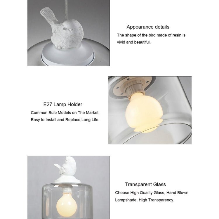 Nordic Modern Hanging Lamp Transparent Birdcage Glass Pendant Light LED E27 Ceiling Light Perfect for Kitchen Dining Room Bedroom (Wram White) - British D'sire