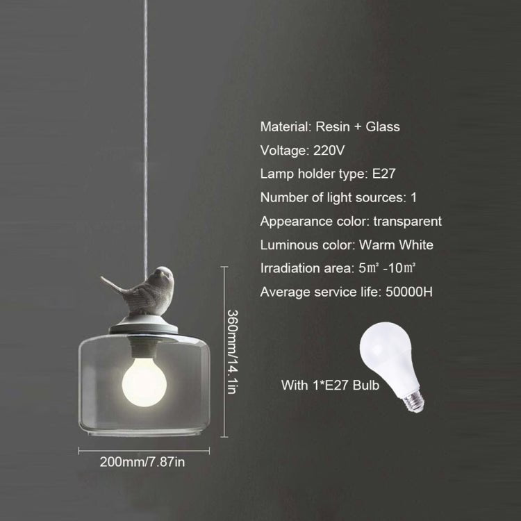 Nordic Modern Hanging Lamp Transparent Birdcage Glass Pendant Light LED E27 Ceiling Light Perfect for Kitchen Dining Room Bedroom (Wram White) - British D'sire
